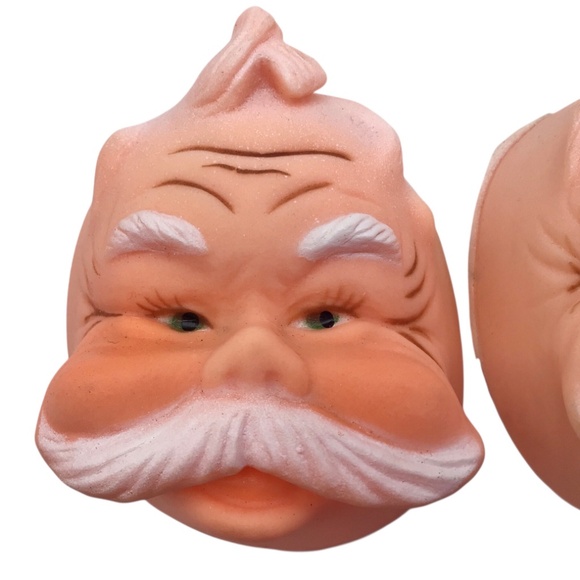 Vintage Santa Claus Heads Set of 3 – Retro Plastic Rubber Faces, Craft Supply - Picture 6 of 10